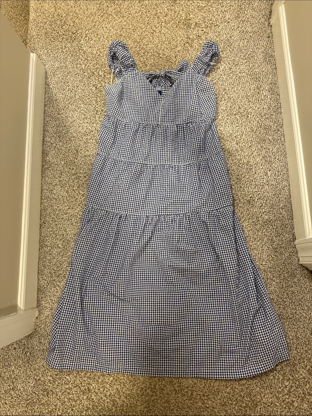 Old navy blue & white cotton blend gingham dress sz L large